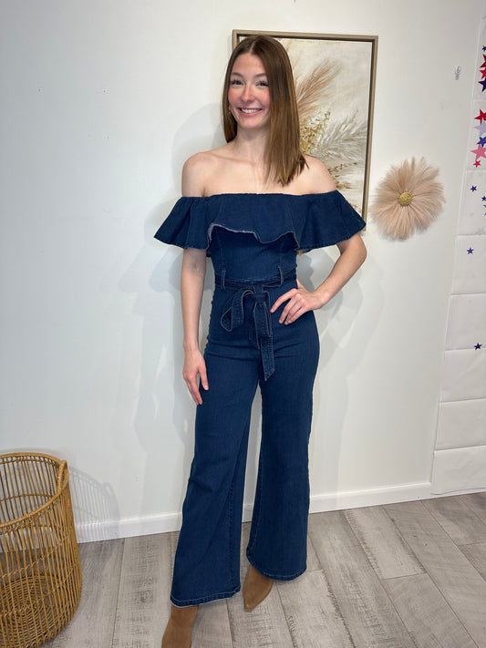 Size Small Denim Jumper with Ruffles