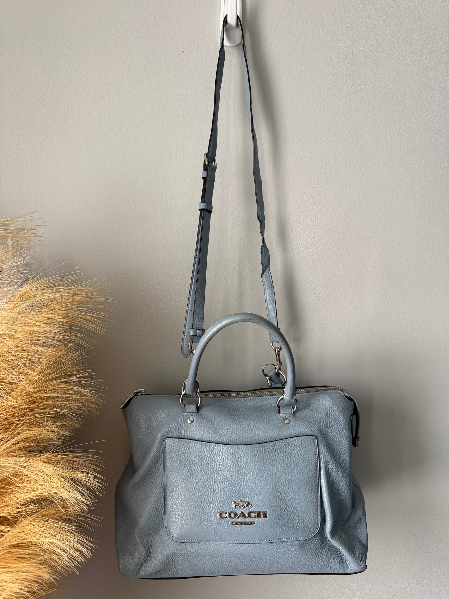 Pre Owned Coach Light Blue Emma Satchel