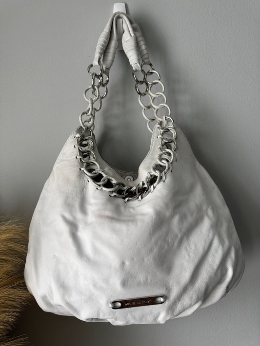 Pre Owned Michael Kors White Purse with Chain Details