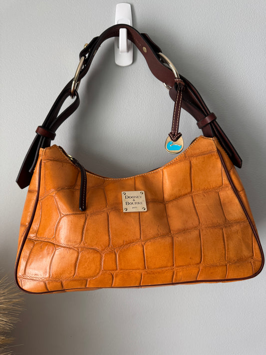 Pre Owned Dooney & Bourke Croc Embossed Shoulder Bag