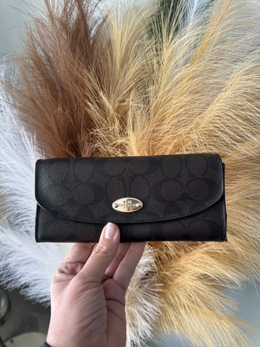 Pre Owned Coach Wallet in Signature Canvas