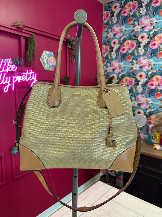 Pre Owned Authentic Michael Kors Gold Tote Bag