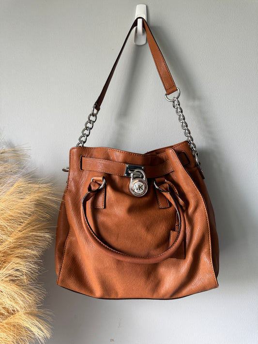 Pre Owned Michael Kors Tan Hamilton Bag