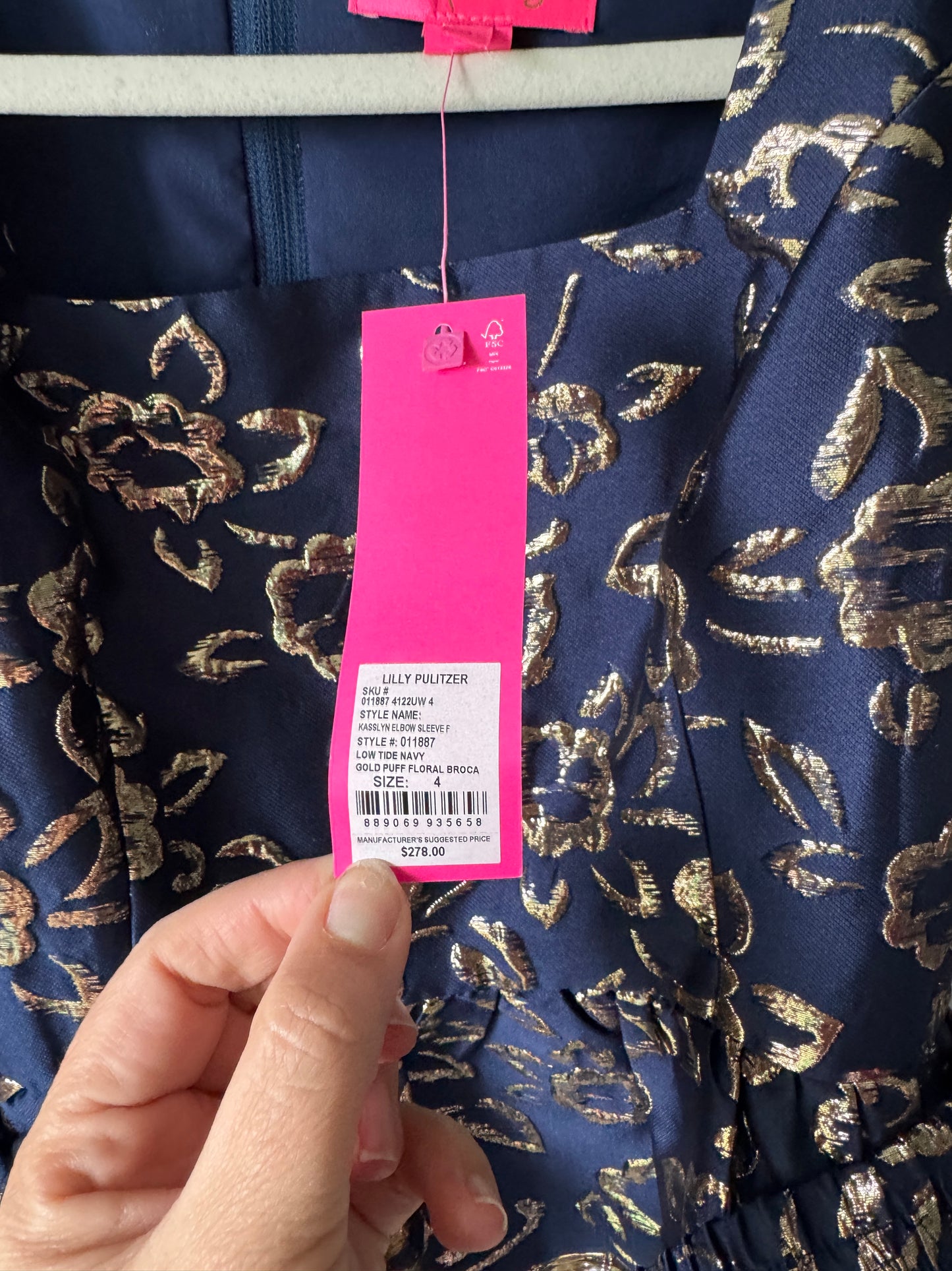 Lily Pulitzer Navy and Gold Dress Size 4 NWT