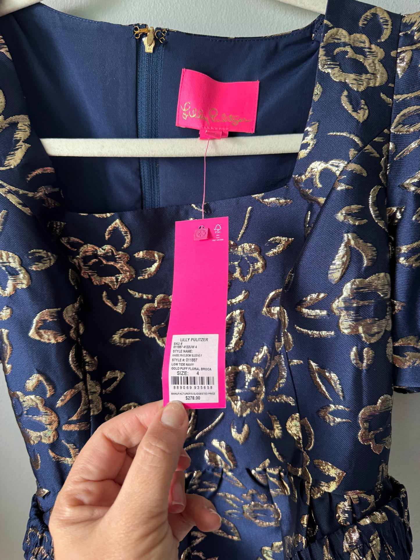 Lily Pulitzer Navy and Gold Dress Size 4 NWT