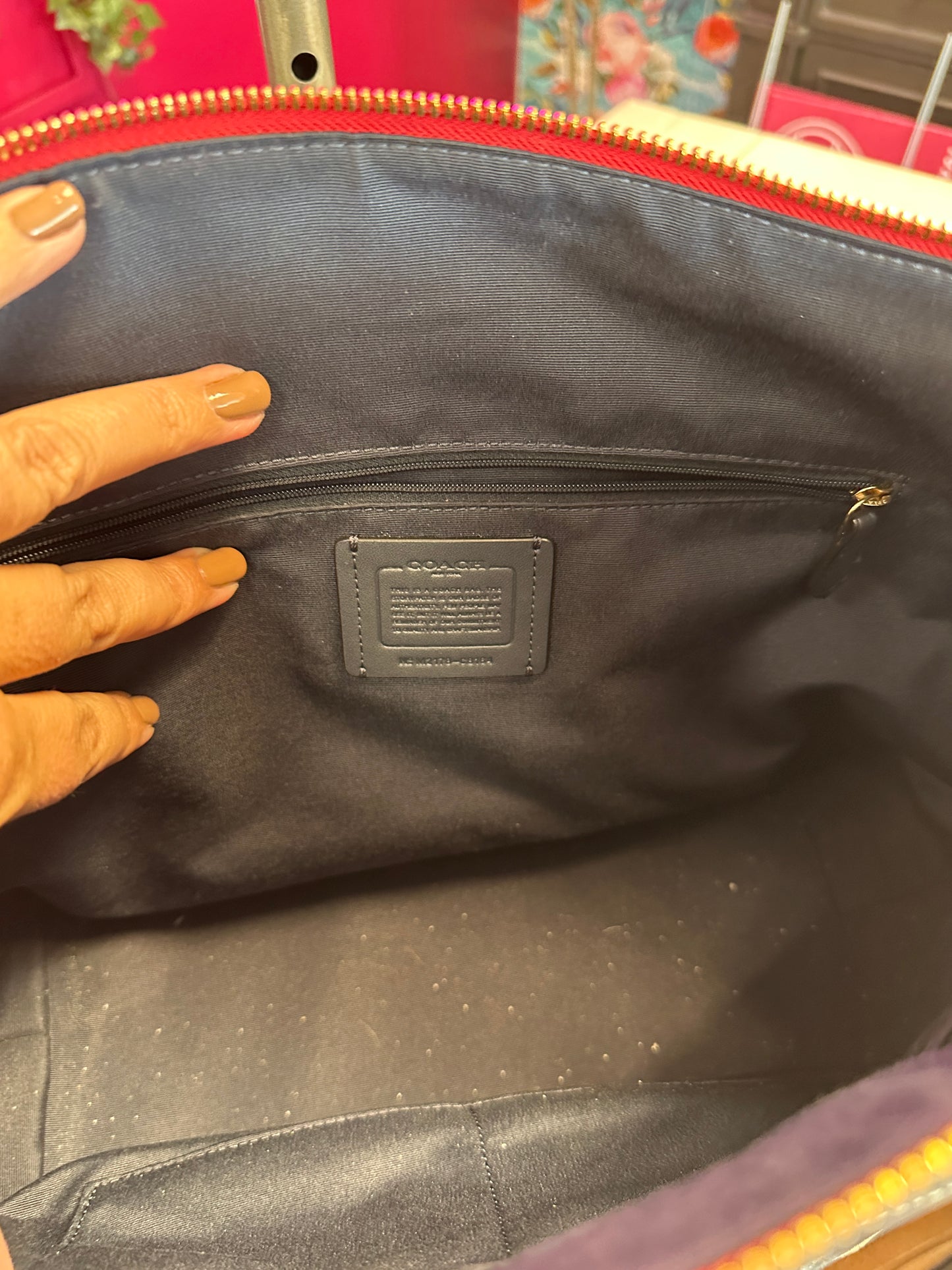Pre Owned Coach Kleo Carryall Denim Tote