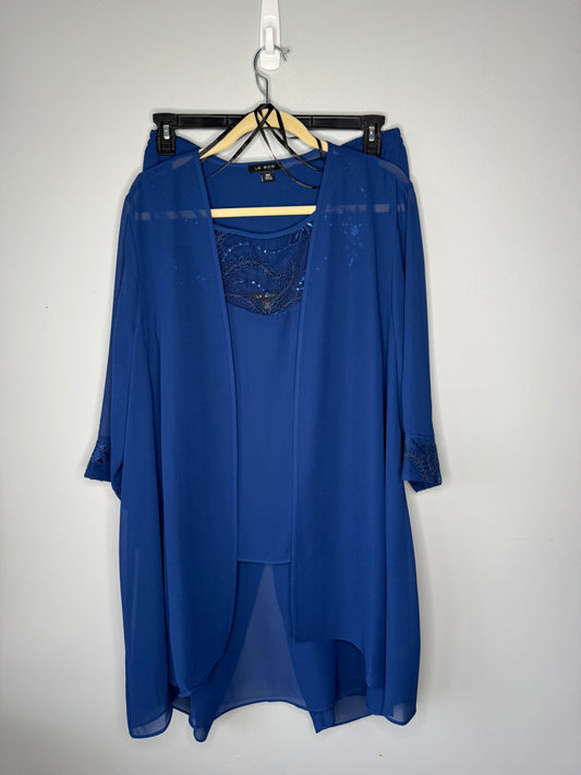 Le Bos 3pc Dress Set in Blue Size 18W