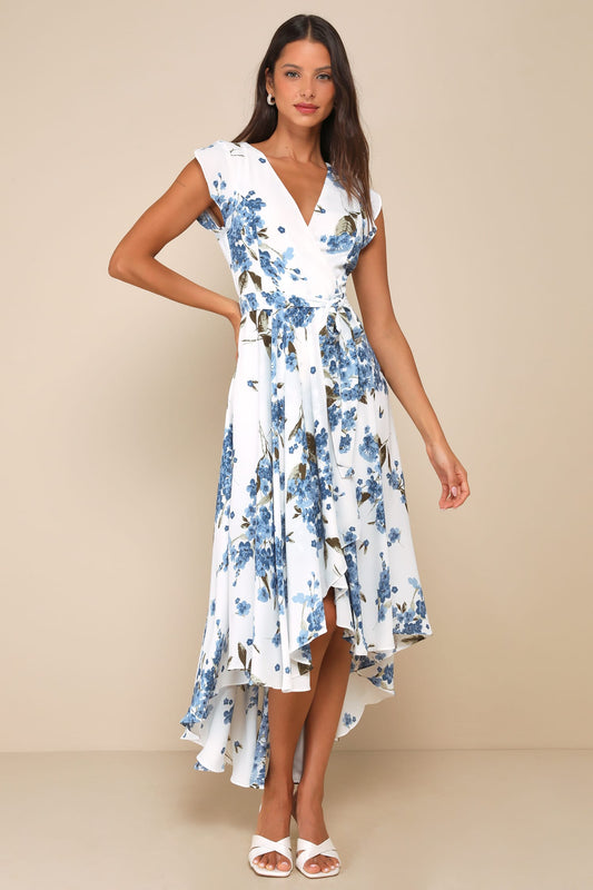 Pre Owned Lulus Maxi French Countryside White Floral Print Dress