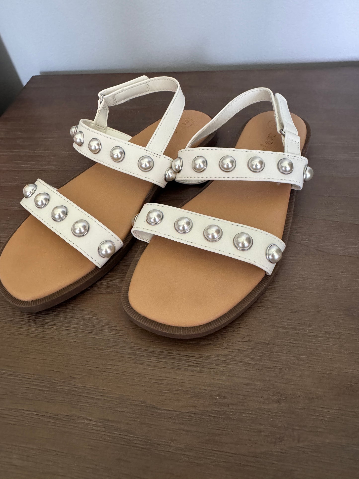 Cat and Jack White Studded Girl's Sandals Size 2