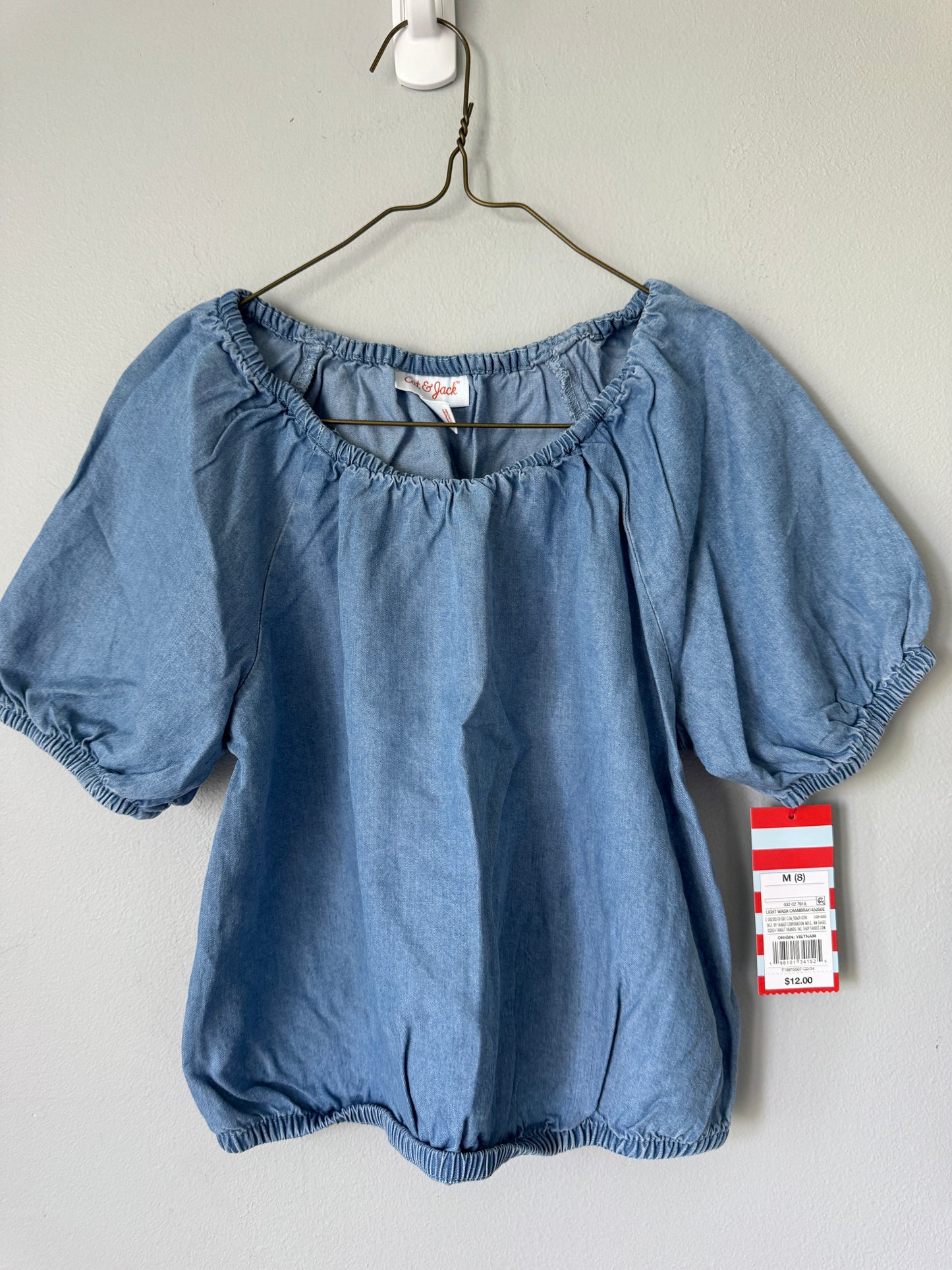 Cat & Jack Girls Denim Top - Size 8 - NWT
