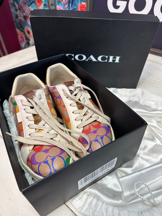 Pre Owned Coach Lowline Rainbow Signature Sneakers