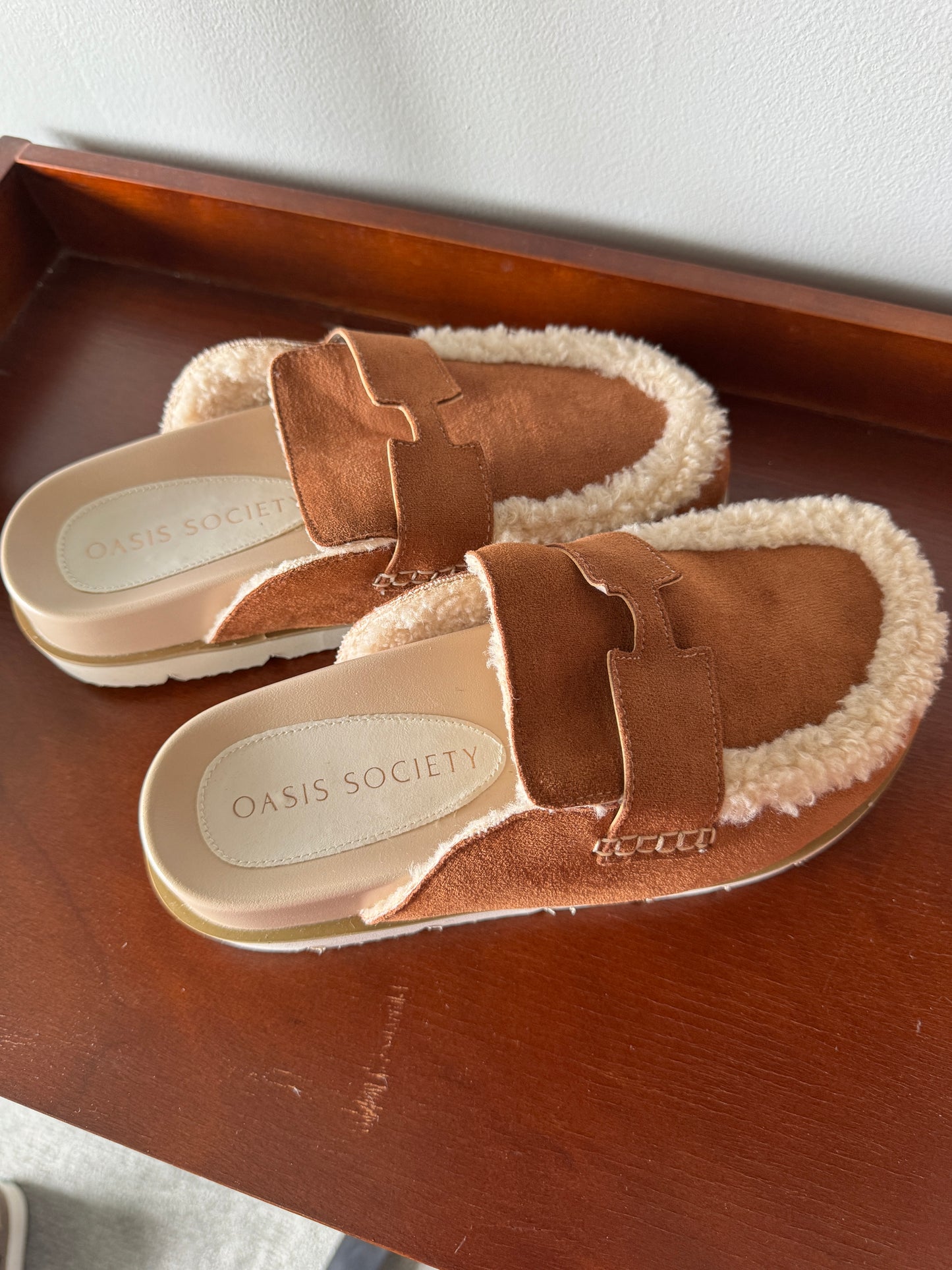 Oasis Society Avalon Suede Loafer Mules Size 7.5