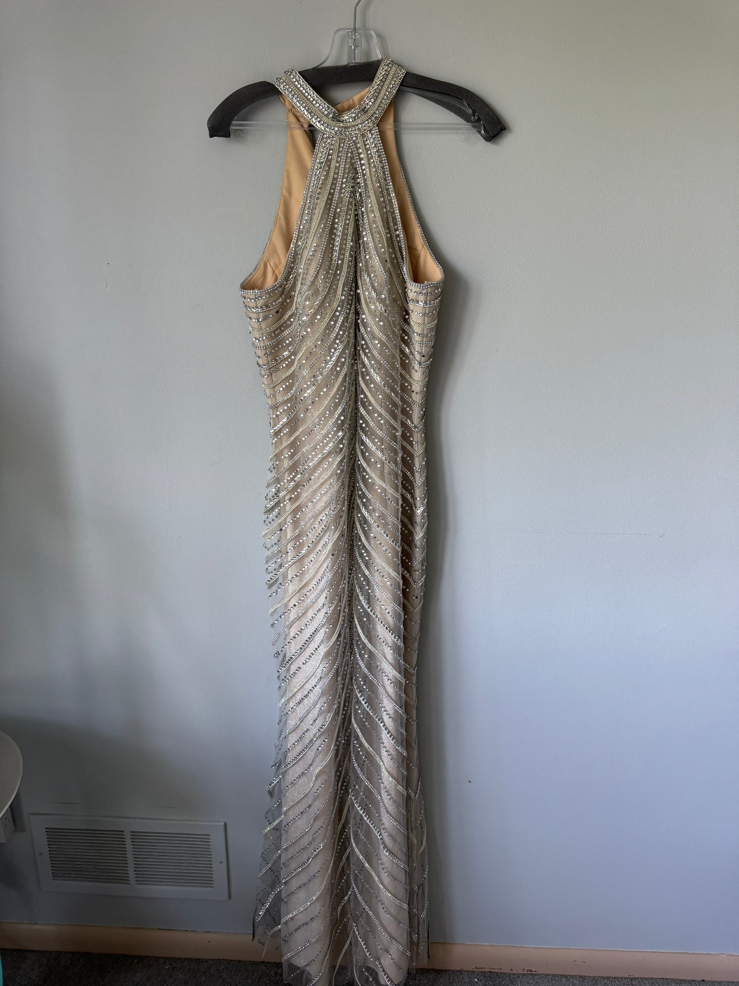 Jovani Halter Dress Size 8 Gold