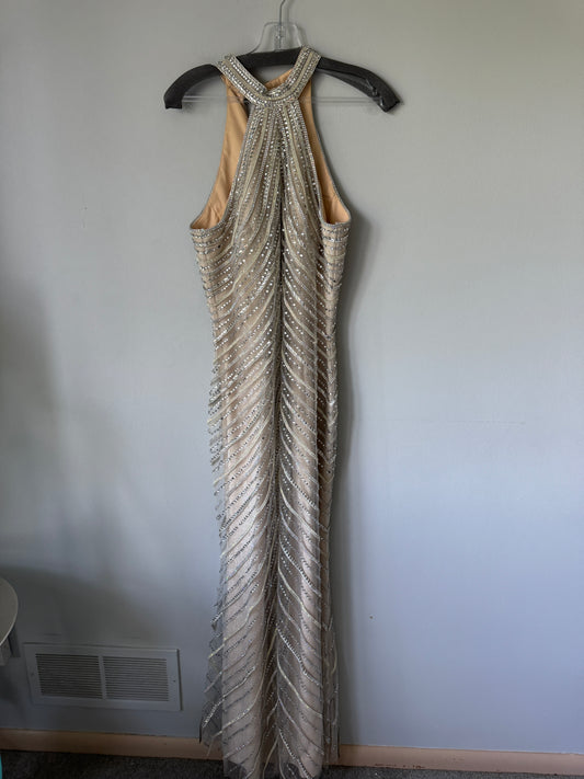 Jovani Halter Dress Size 8 Gold
