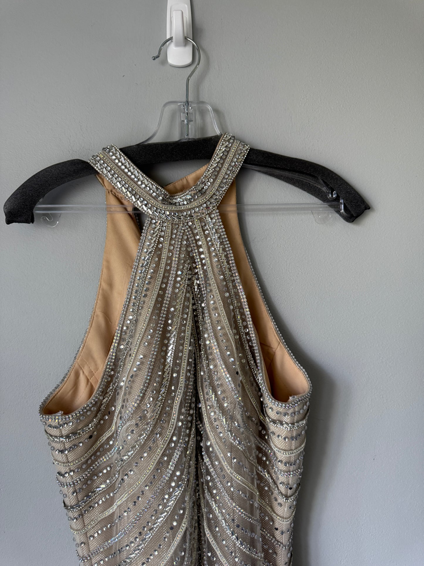 Jovani Halter Dress Size 8 Gold
