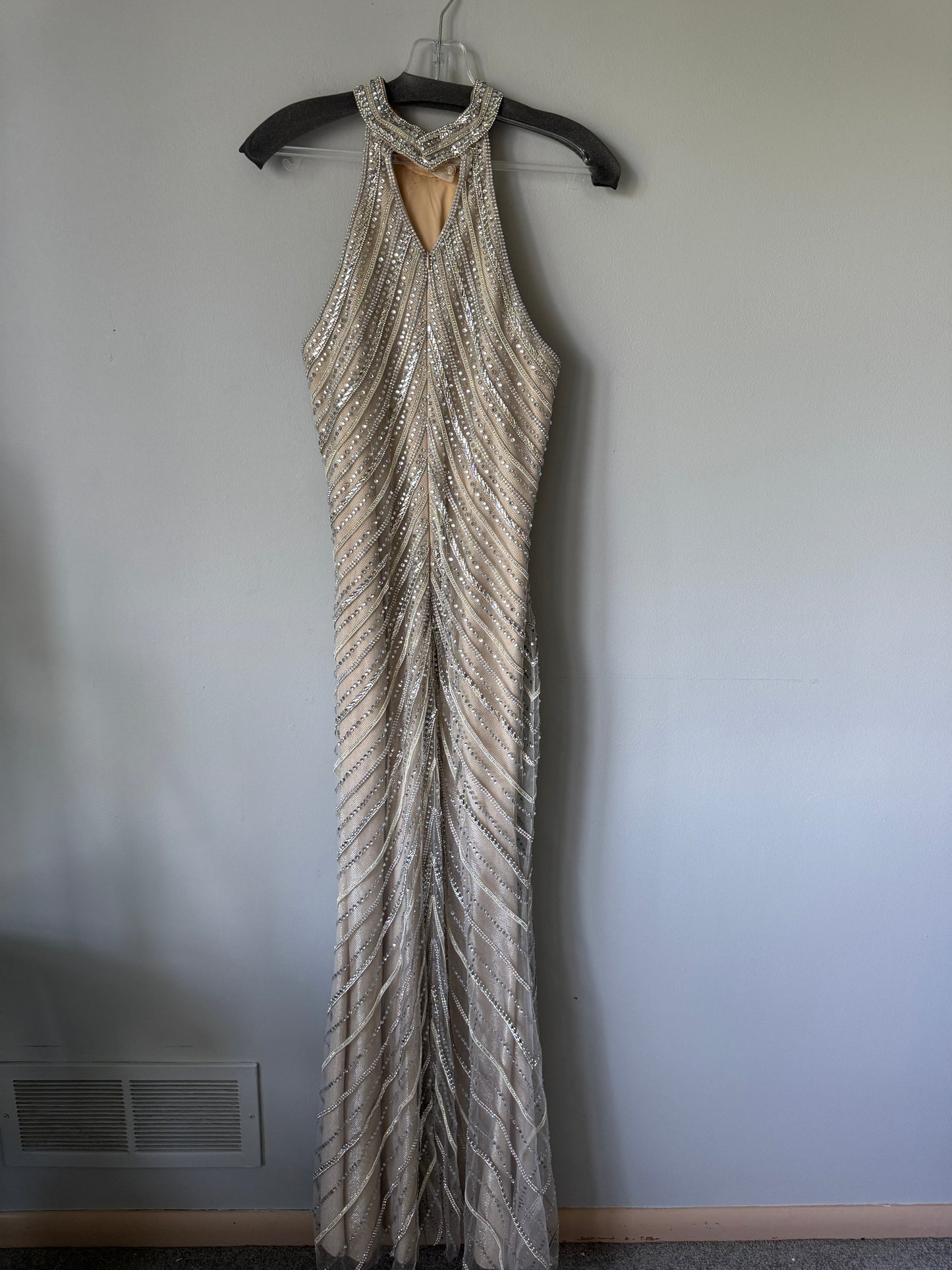 Jovani Halter Dress Size 8 Gold