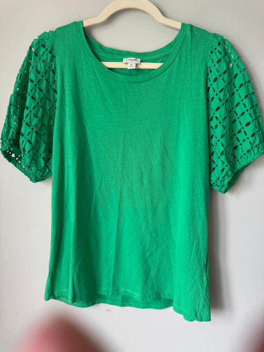 JCrew Short Sleeve Eyelet Top - Medium