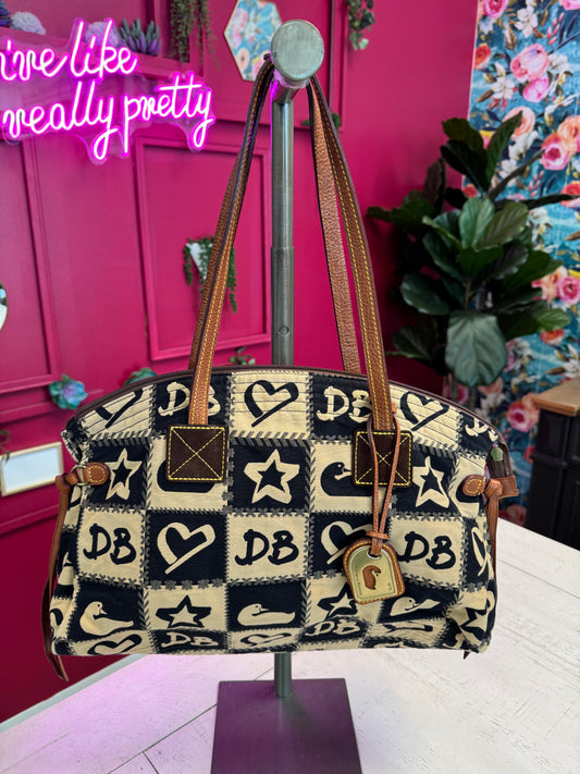 Pre Owned Dooney & Burke Black and White Checkered Bag