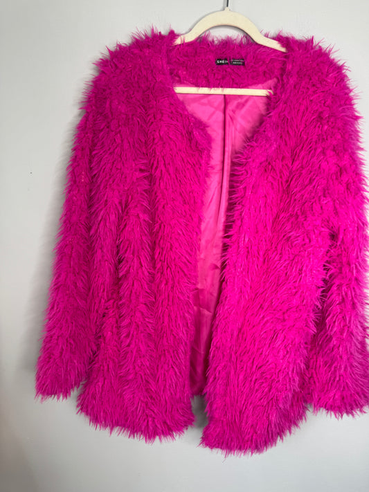 Shein Hot Pink Fur Jacket