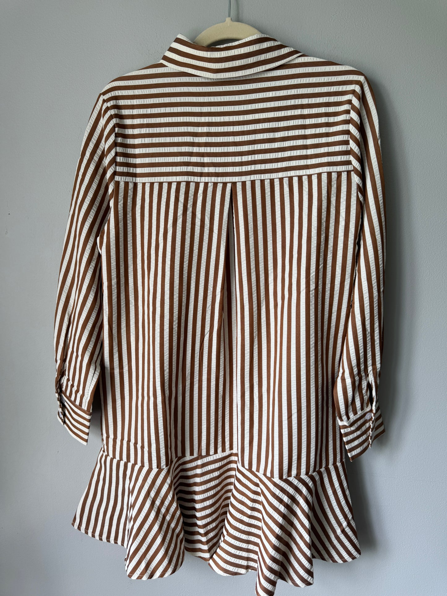 Striped Ruffle Hem Shirt Dress Size Small