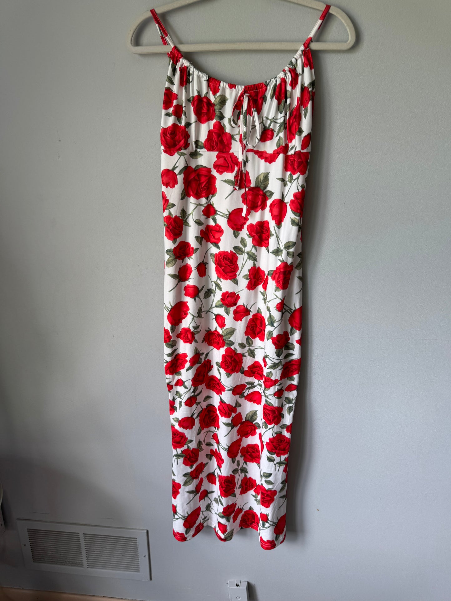 Floral Print Tie Front Midi Dress