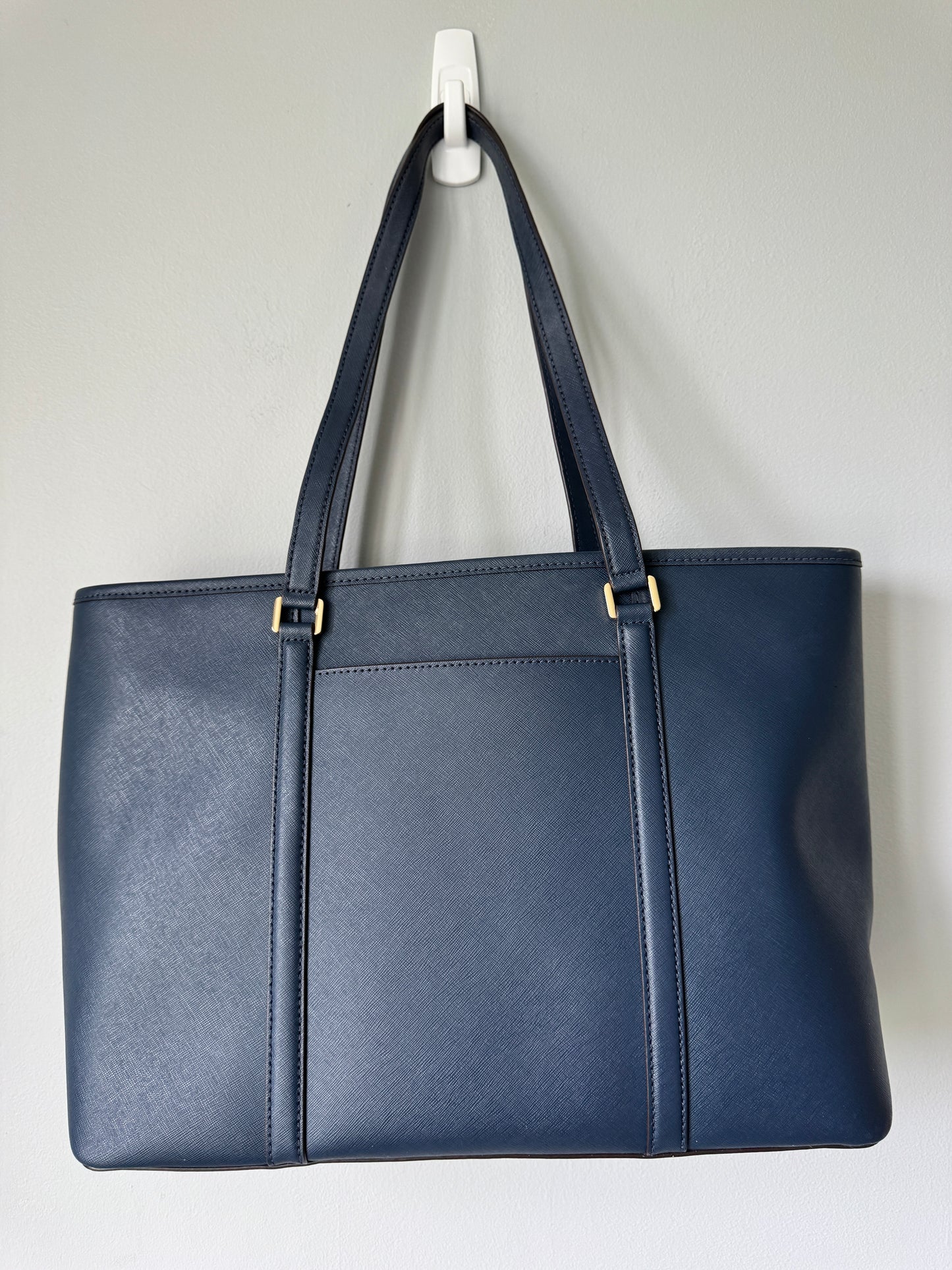 Pre Owned Authentic Michael Kors Jet Set Tote In Navy