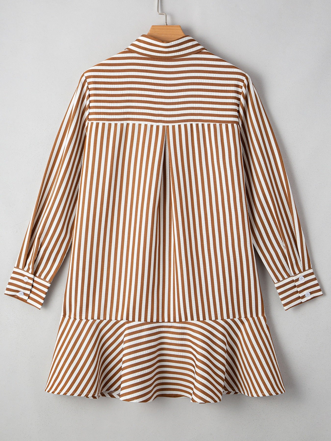 Striped Ruffle Hem Shirt Dress Size Small